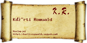 Kürti Romuald névjegykártya